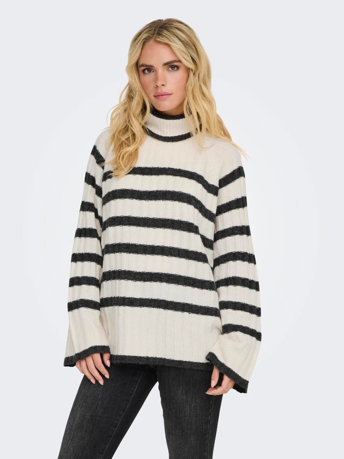 JDYMILEY L/S LONG STRIPE PULLOV CREAM