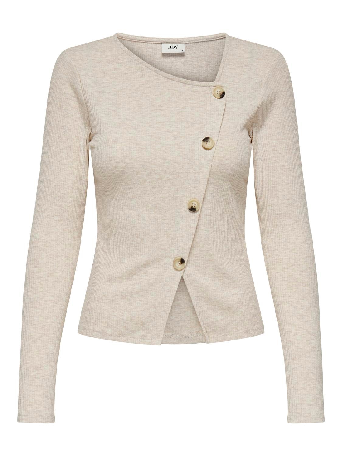 JDYFREYA L/S BUTTON TOP BEIGE