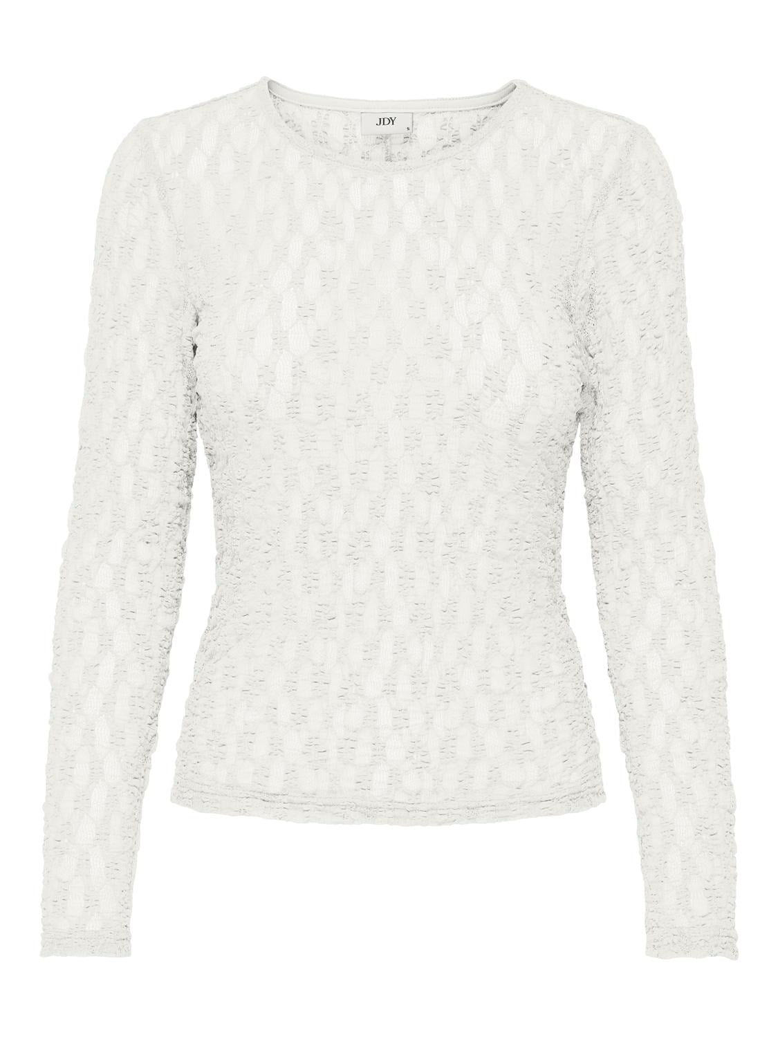 JDYEVA L/S O-NECK LACE TOP WHITE