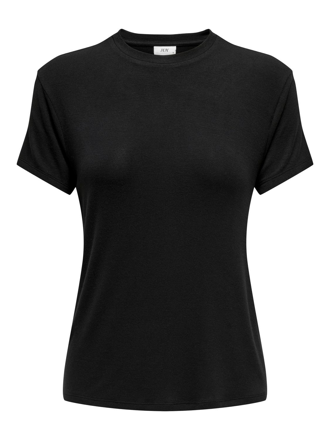 JDYCOMO S/S BAMBOO O NECK TOP BLACK