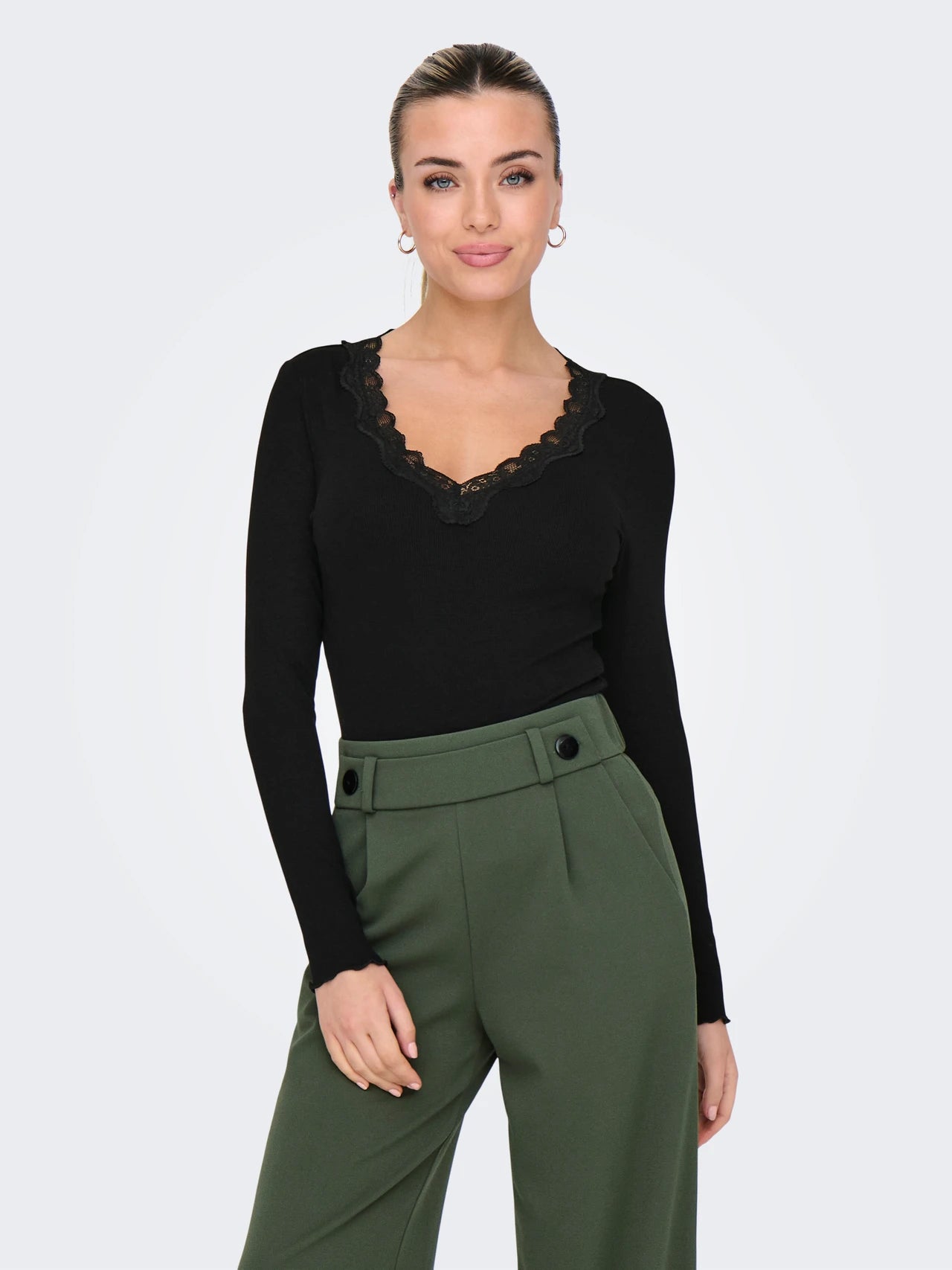 JDYETOILE L/S V-NECK RIB TOP