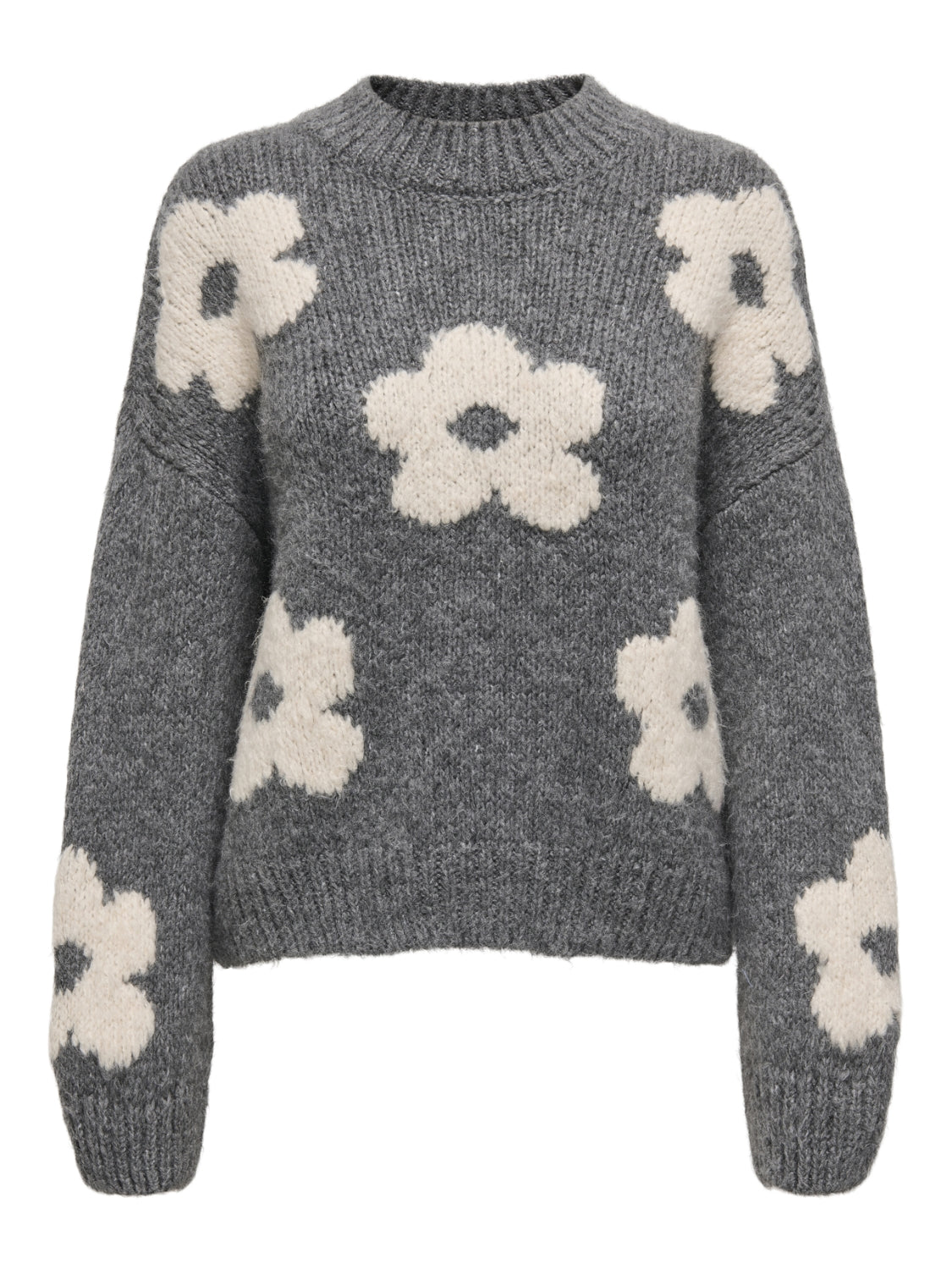 JDYKILIAN FLOWER L/S PULLOVER GREY