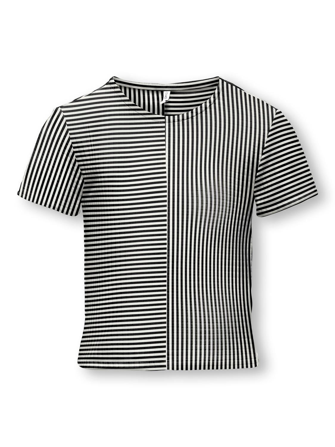 KOGNELLA STRIPED S/S O-NECK TOP BLACK