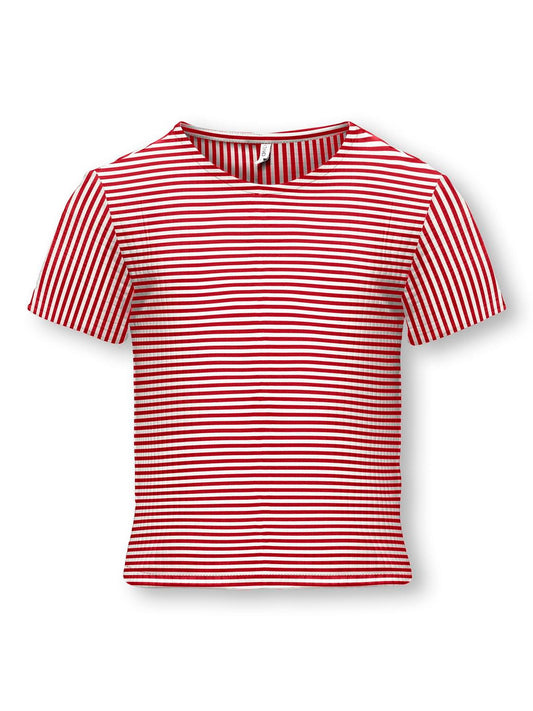 KOGNELLA STRIPED S/S O-NECK TOP RED