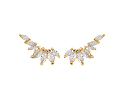 Zubi Crystal Leaf Ear Climber Earrings