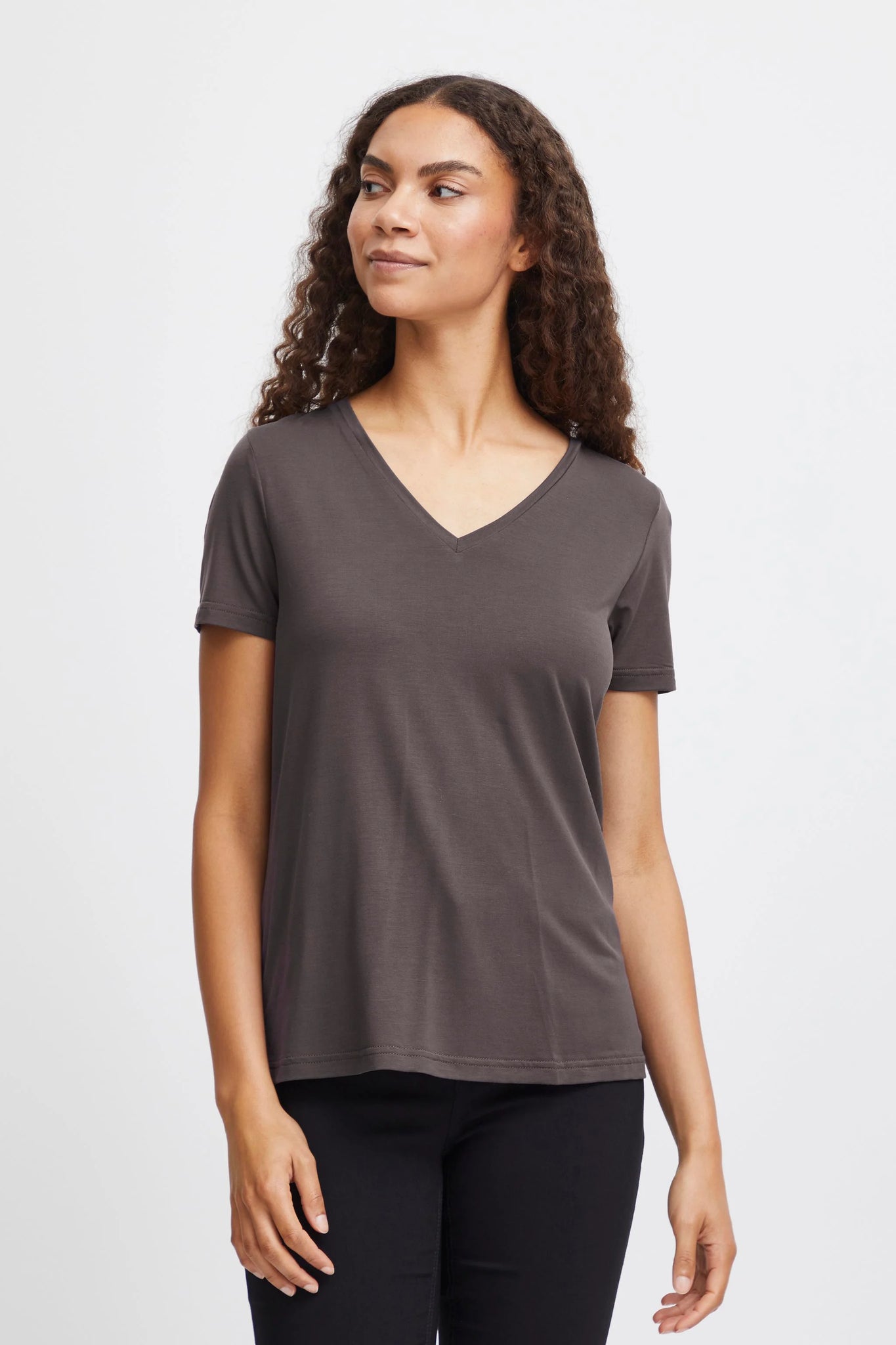 BYREXIMA V-NECK TSHIRT - JERSEY GREY