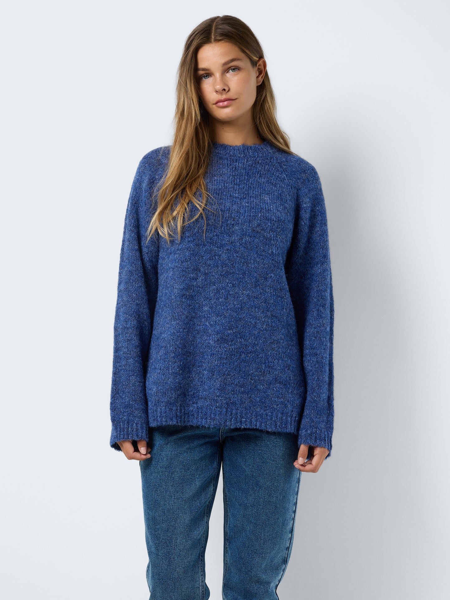 NMSUTTON L/S O-NECK TUNIC KNIT BLUE