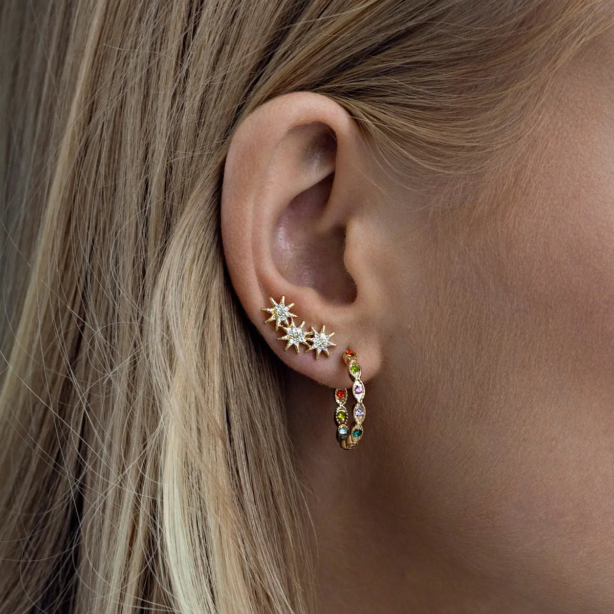 Colorful chrystal hoop earrings