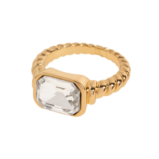 Dora - Crystal Statement Ring - White