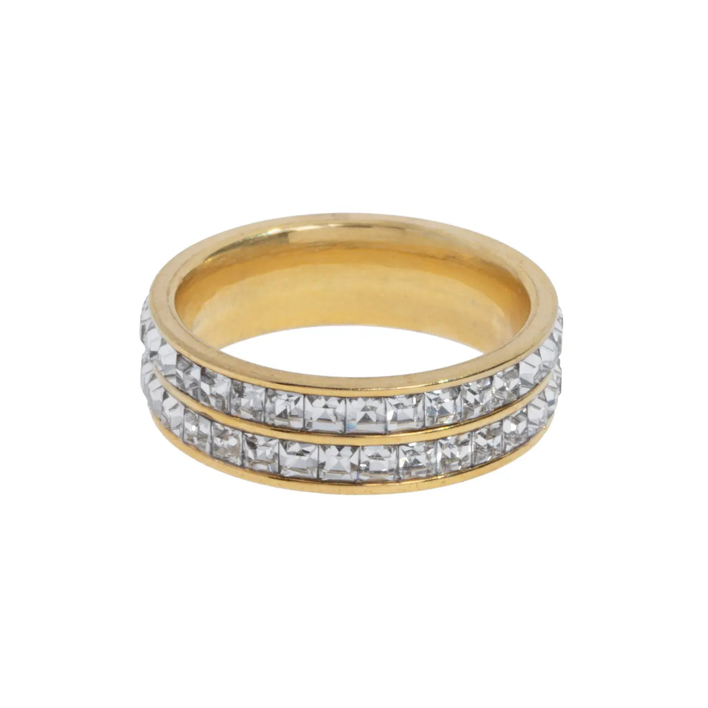 Angelica - Double Lined Crystal Pavé Ring Stainles