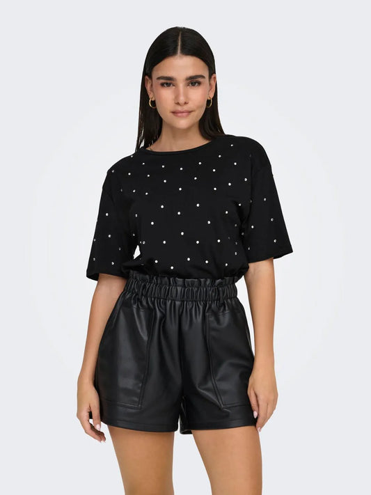 JDYSHINE S/S SEQUINS TOP BLACK